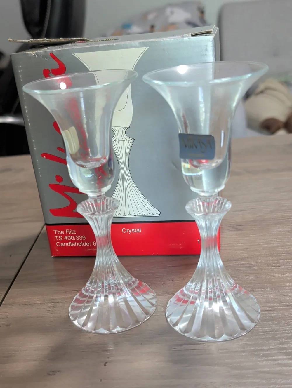 Mikasa Pair Of Crystal Candleholders
